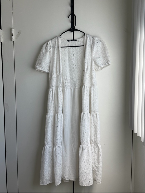 Zara Dresses & Skirts - Zara White Eyelet Tiered Maxi Dress
